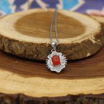 نیم ست عقیق سرخ نقره زنانه طرح نیکی - Image 3