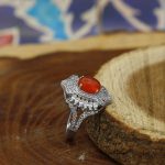 نیم ست عقیق سرخ نقره زنانه طرح نیکی - Image 5