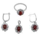 نیم ست عقیق سرخ نقره زنانه طرح ستایش