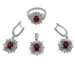 نیم ست عقیق سرخ نقره زنانه طرح نیایش