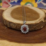 نیم ست عقیق سرخ نقره زنانه طرح نیایش - Image 2