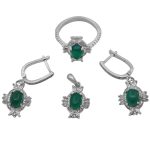 نیم ست عقیق سبز نقره زنانه طرح ماهور