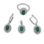 نیم ست عقیق سبز نقره زنانه طرح دایانا