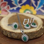 نیم ست عقیق سبز نقره زنانه طرح دایانا - Image 3