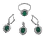 نیم ست عقیق سبز نقره زنانه طرح مرسانا