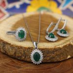 نیم ست عقیق سبز نقره زنانه طرح مرسانا - Image 3