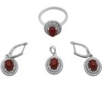 نیم ست عقیق سرخ نقره زنانه طرح جمیله