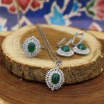 نیم ست عقیق سبز نقره زنانه طرح حسنا - Image 3