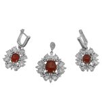 نیم ست عقیق سرخ یمنی نقره زنانه طرح منیره