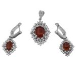 نیم ست عقیق سرخ یمنی نقره زنانه طرح حلیمه