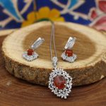 نیم ست عقیق سرخ یمنی نقره زنانه طرح حلیمه - Image 3