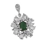 گردنبند زمرد زامبیا الماس تراش نقره زنانه طرح هلیا