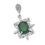 گردنبند زمرد زامبیا الماس تراش نقره زنانه طرح لیلا