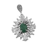 گردنبند زمرد زامبیا الماس تراش نقره زنانه طرح الهام