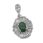 گردنبند زمرد زامبیا الماس تراش نقره زنانه طرح کوثر