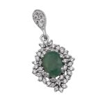 گردنبند زمرد زامبیا الماس تراش نقره زنانه طرح شیما