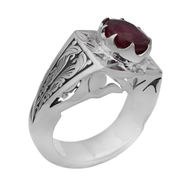 7-1-504 red-ruby-roham-man-ring(1) انگشتر یاقوت سرخ مردانه نقره دست ساز صفوی