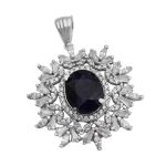 گردنبند یاقوت کبود الماس تراش نقره زنانه طرح سیمین