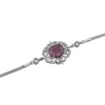 دستبند یاقوت سرخ الماس تراش نقره زنانه طرح گل اندام