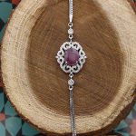 دستبند یاقوت سرخ الماس تراش نقره زنانه طرح گل اندام - Image 2