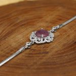 دستبند یاقوت سرخ الماس تراش نقره زنانه طرح گل اندام - Image 3