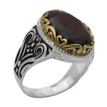 انگشتر گارنت نقره مردانه طرح نوید