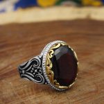 انگشتر گارنت نقره مردانه طرح نوید - Image 3