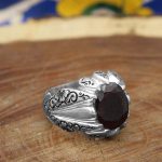 انگشتر گارنت نقره مردانه دست ساز طرح صمد - Image 2