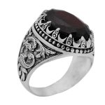 انگشتر گارنت نقره مردانه طرح بهمن