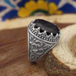 انگشتر گارنت نقره مردانه طرح بهمن - Image 3