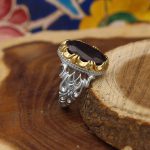 انگشتر گارنت نقره مردانه طرح پویا - Image 2