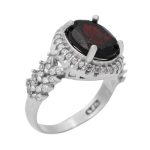 انگشتر گارنت الماس تراش نقره زنانه طرح عفیفه