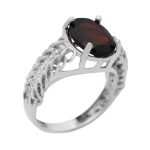 انگشتر گارنت الماس تراش نقره زنانه طرح آتنه