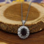 گردنبند گارنت الماس تراش نقره زنانه طرح الهه - Image 3