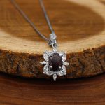 گردنبند گارنت الماس تراش نقره زنانه طرح کیانا - Image 3