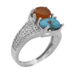 انگشتر چند سنگ نقره زنانه طرح تهمینه