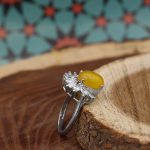 انگشتر شرف الشمس نقره زنانه طرح گلبو + حکاکی - Image 2