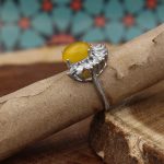 انگشتر شرف الشمس نقره زنانه طرح گلبو + حکاکی - Image 3