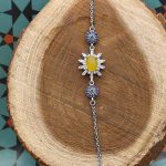 دستبند شرف الشمس نقره زنانه طرح گلچین + حکاکی - Image 3