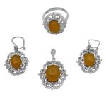 نیم ست شرف الشمس نقره زنانه طرح رها + حکاکی