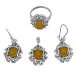 نیم ست شرف الشمس نقره زنانه طرح دلارام + حکاکی