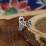 انگشتر چند سنگ نقره زنانه دست ساز طرح نورا + حرز امام جواد (ع) - Image 2