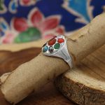 انگشتر چند سنگ نقره زنانه دست ساز طرح نورا + حرز امام جواد (ع) - Image 3
