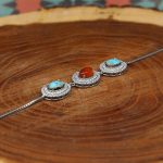 دستبند چند سنگ نقره زنانه طرح آرام - Image 2