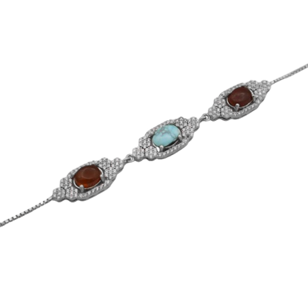 16-4-060several-stones-vida-silver-bracelet (1) دستبند چند سنگ زنانه نقره صفوی