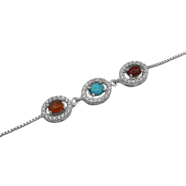 16-4-067several-stones-behnosh-silver-bracelet (1) مدل دستبند چند سنگ دخترانه اصلی