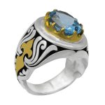 انگشتر توپاز الماس تراش نقره مردانه طرح اردشیر