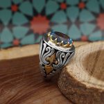 انگشتر توپاز الماس تراش نقره مردانه طرح اردشیر - Image 2