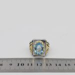 انگشتر توپاز الماس تراش نقره مردانه طرح شباهنگ - Image 5