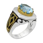 انگشتر توپاز الماس تراش نقره مردانه طرح شهروز